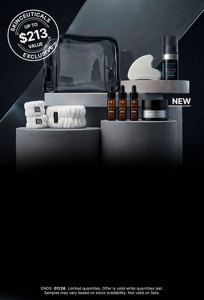 4-piece routine with a $250+ order + An extra travel-size with a $330+ order + A signature skincare accessory with a $380+ order