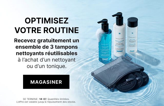 Ensemble de 3 tampons nettoyants reutilisables a l'achat d'un nettoyant ou d'un tonique.