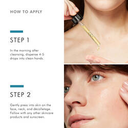 Apply 4-5 drops after cleasing, gently press in the skin