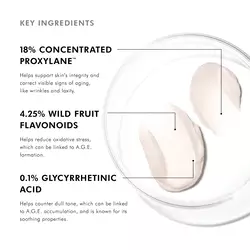 18% Proxylane, 4.25% Flavonoids, .1% Glycyrrhetinic acid