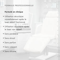 Sans parabenes, alcool, parfum, colorants et silicone. Sur apres une utilisation post-laser.
