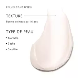 Creamy, dry-finish balm, for normal, dry and sensitive skin