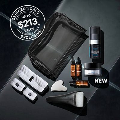 4-piece routine with a $250+ order + extra travel-size with a $330+ order + signature skincare accessory with a $380+ order