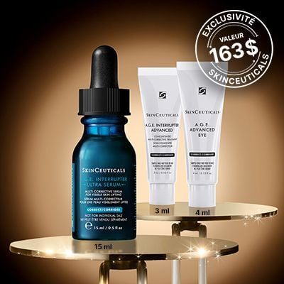 Recevez un produit de 15 ml et 2 echantillons de luxe de la gamme A.G.E. avec tout achat de 350$+. Se termine 25/10